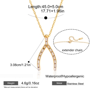 Collier Pendentif Femme En Acier Inoxydable Doré, Forme Irrégulière Classique, Étanche, Avec Zircon. h5 Image2