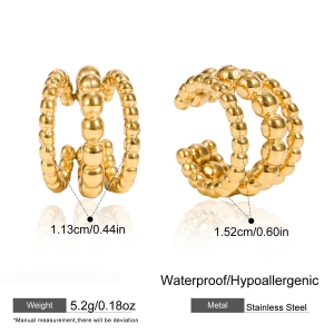 Boucle D'Oreille Minimaliste Ronde En Acier Inoxydable Étanche Couleur Or Pour Femme (1 Pièce) h5 Image2
