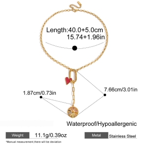 Collier Pendentif Femme Luxueux À Pompons, En Acier Inoxydable Étanche, Couleur Or (1 Pièce) h5 Image2