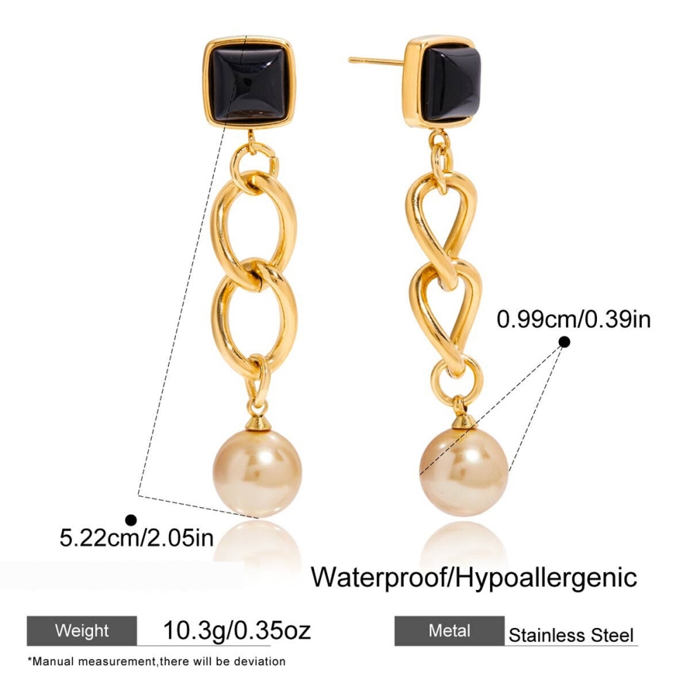 1 Paire De Magnifiques Boucles D'Oreilles Pendantes Pour Femme, En Acier Inoxydable Étanche, Couleur Or. h5Image2