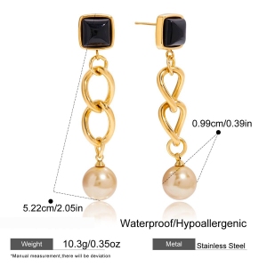 1 Paire De Magnifiques Boucles D'Oreilles Pendantes Pour Femme, En Acier Inoxydable Étanche, Couleur Or. h5 Image2