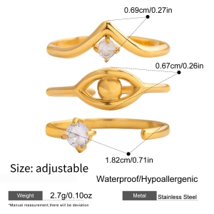 Ensemble De 1 Bague Délicate En Acier Inoxydable, Étanche, Couleur Or, Avec Zircon. h5 Image2