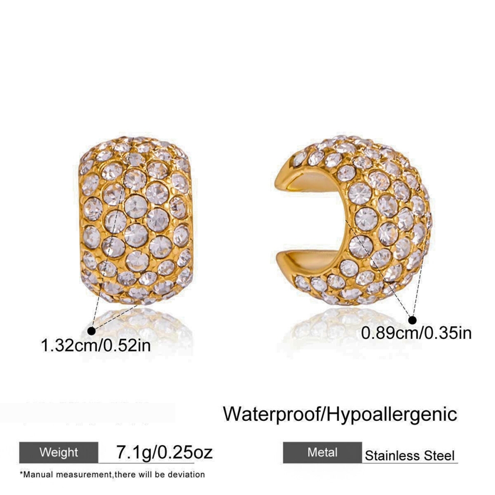 1 Pièce De Manchettes D'Oreilles Polyvalentes En Acier Inoxydable Étanche Couleur Or Avec Zircon Pour Femmes Image2