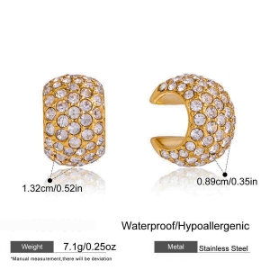 1 Pièce De Manchettes D'Oreilles Polyvalentes En Acier Inoxydable Étanche Couleur Or Avec Zircon Pour Femmes h5 Image2