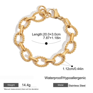 Bracelet Chaîne Rétro À Fleurs En Acier Inoxydable Étanche Couleur Or Pour Femme (1 Pièce) h5