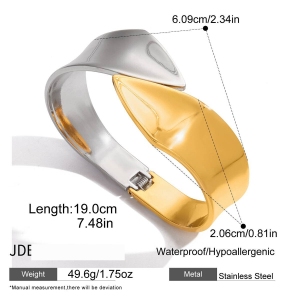 Bracelet Jonc Étanche Pour Femme, En Acier Inoxydable, Coloris Or Et Argent (1 Pièce) h5 Image2
