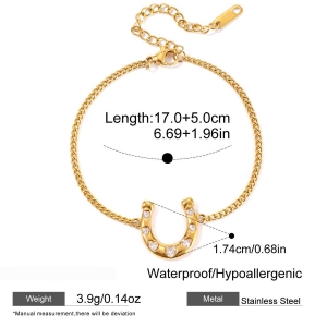 Ensembles De Bijoux Pour Femmes En Acier Inoxydable Imperméable En Forme De Fer À Cheval, Couleur Or, Avec Zircon. h5 Image2