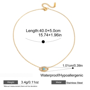 Collier Pendentif Sophistiqué Œil De Diable En Acier Inoxydable Étanche Couleur Or Pour Femme (1 Pièce) h5