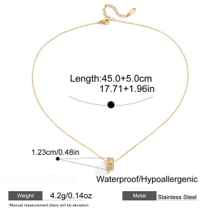 Collier Pendentif Femme En Acier Inoxydable Doré, Orné D'Un Zircon, Orné D'Un Cercle Classique Exquis (1 Pièce) h5 Image2