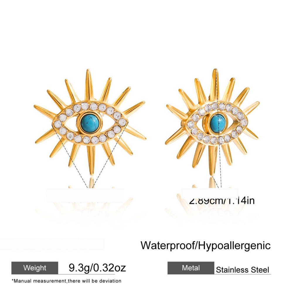 Ensembles De Bijoux Rétro Œil De Diable En Acier Inoxydable, Étanches, Couleur Or, En Calaïte, Pour Femmes h5Image2