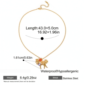 Collier Pendentif Femme En Acier Inoxydable Doré, Étanche, Orné D'Un Poisson Œil De Diable (1 Pièce) h5 Image2