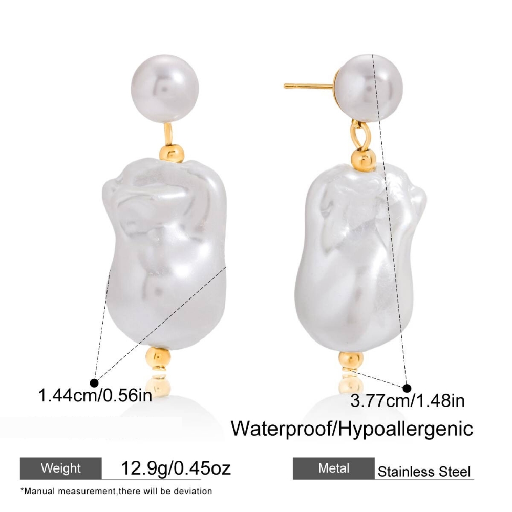 1 Paire De Boucles D'Oreilles Pendantes Élégantes Pour Femme, En Acier Inoxydable Imperméable, De Forme Irrégulière Et De Couleur Dorée. h5Image2