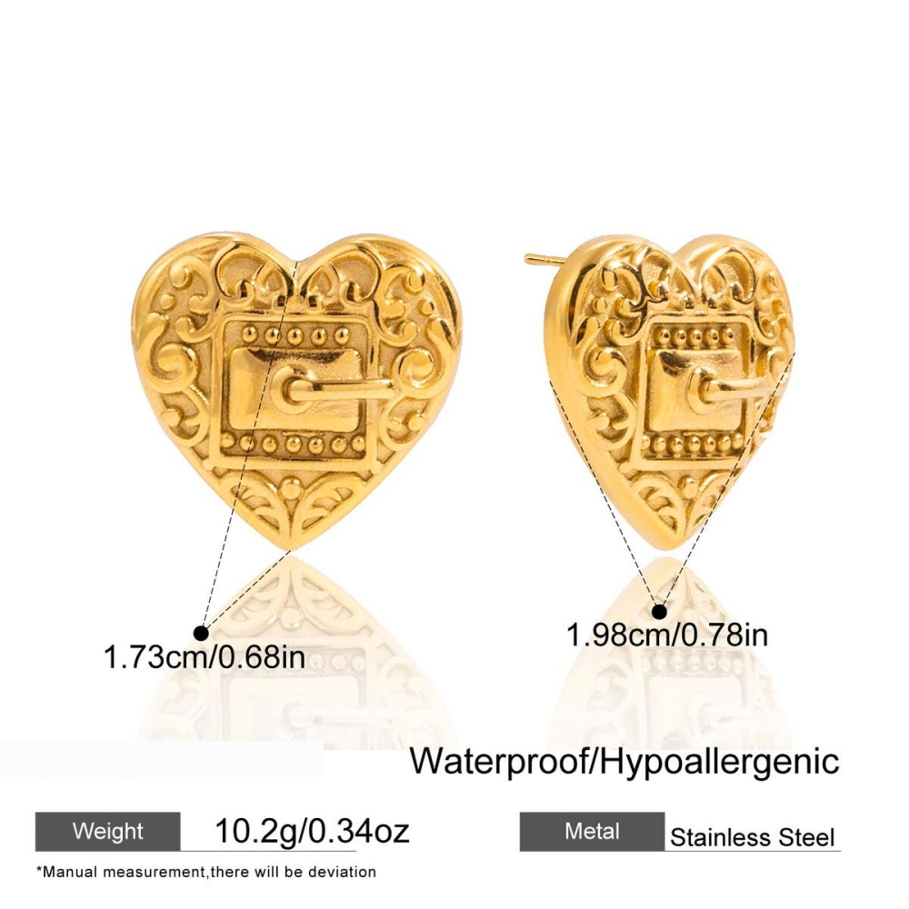 Ensembles De Bijoux Pour Femmes Designable Heart En Acier Inoxydable Étanche Couleur Or h5Image2