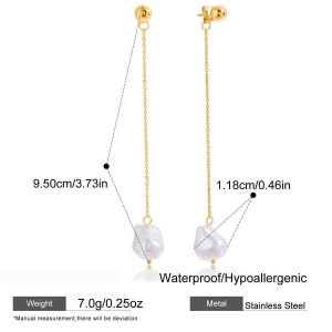1 Paire De Boucles D'Oreilles Pendantes Élégantes Pour Femme, En Acier Inoxydable Imperméable, De Forme Irrégulière Et De Couleur Dorée. h5 Image2