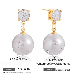 1 Paire De Boucles D'Oreilles Pendantes Élégantes Pour Femme, En Acier Inoxydable Doré, Étanches. h5 Image2