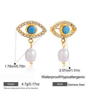 1 Paire De Boucles D'Oreilles Pendantes En Acier Inoxydable Et Acrylique Couleur Or Pour Femme, Œil Du Diable Radieux h5 Image2