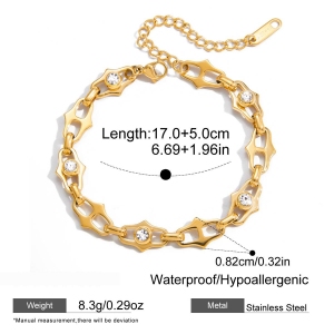 Bracelet À Maillons Pour Femme, En Acier Inoxydable Doré, Orné De Zircon Et D'Une Chaîne Exquise (1 Pièce). h5