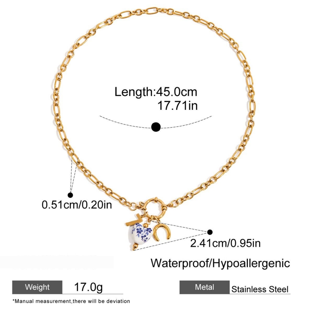 Collier Pendentif Femme Exquis En Forme De Cœur Et De Soleil, En Acier Inoxydable Étanche Couleur Or Et Perle (1 Pièce)
