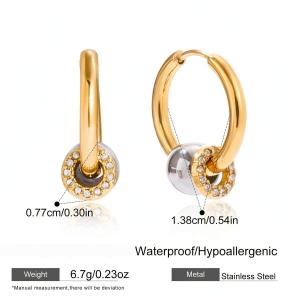 1 Paire De Boucles D'Oreilles Créoles Classiques Pour Femmes, En Acier Inoxydable Étanche, Couleurs Or Et Argent. h5 Image2