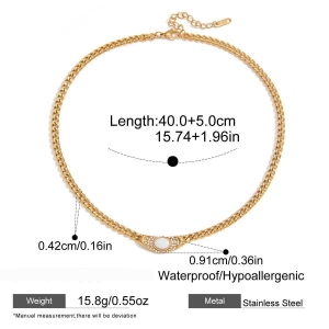 Collier Pendentif Vintage Rond En Acier Inoxydable Étanche Couleur Or Pour Femme (1 Pièce) h5