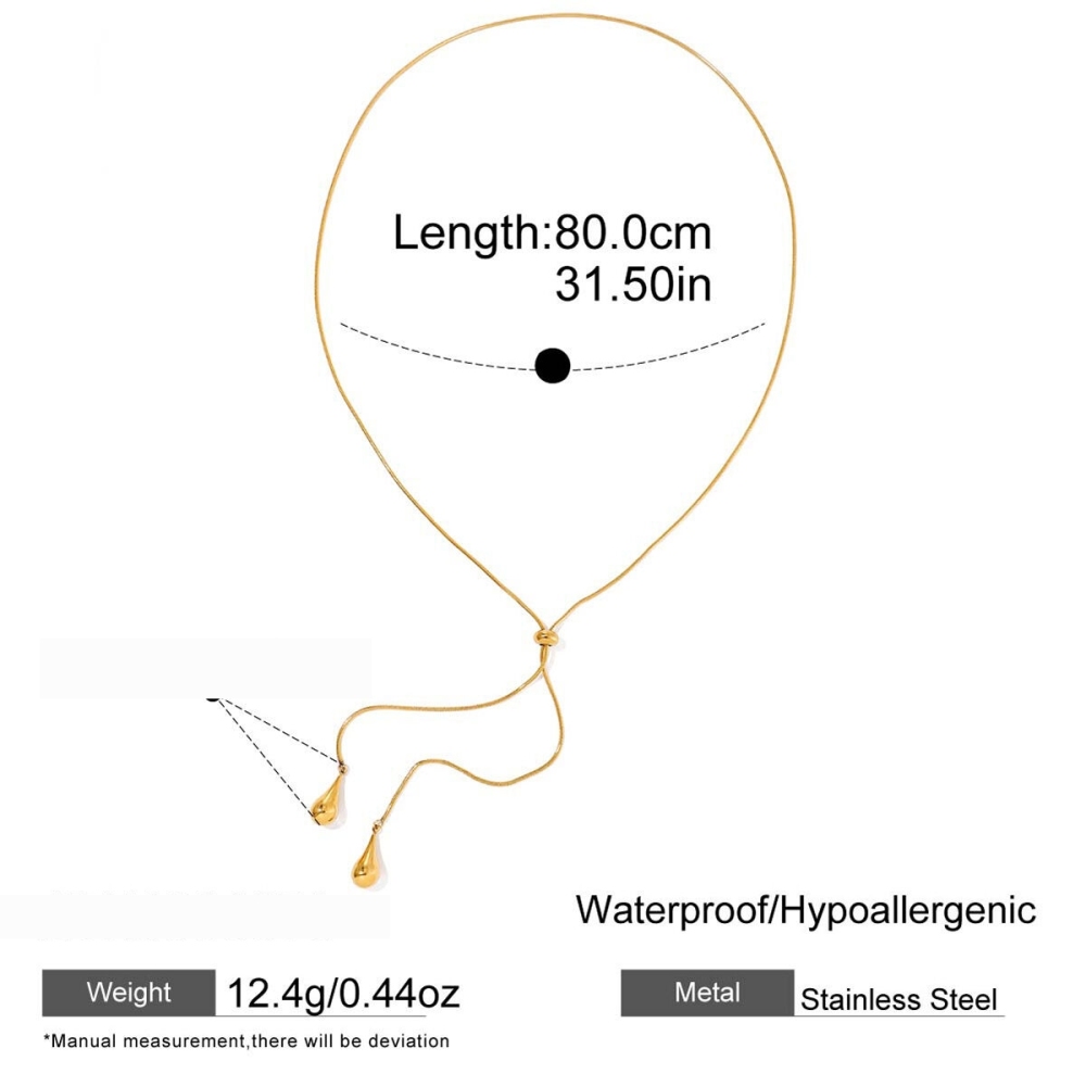 1 Magnifique Collier Long Pour Femme En Acier Inoxydable Imperméable Avec Pendentif Goutte Quotidien Image2