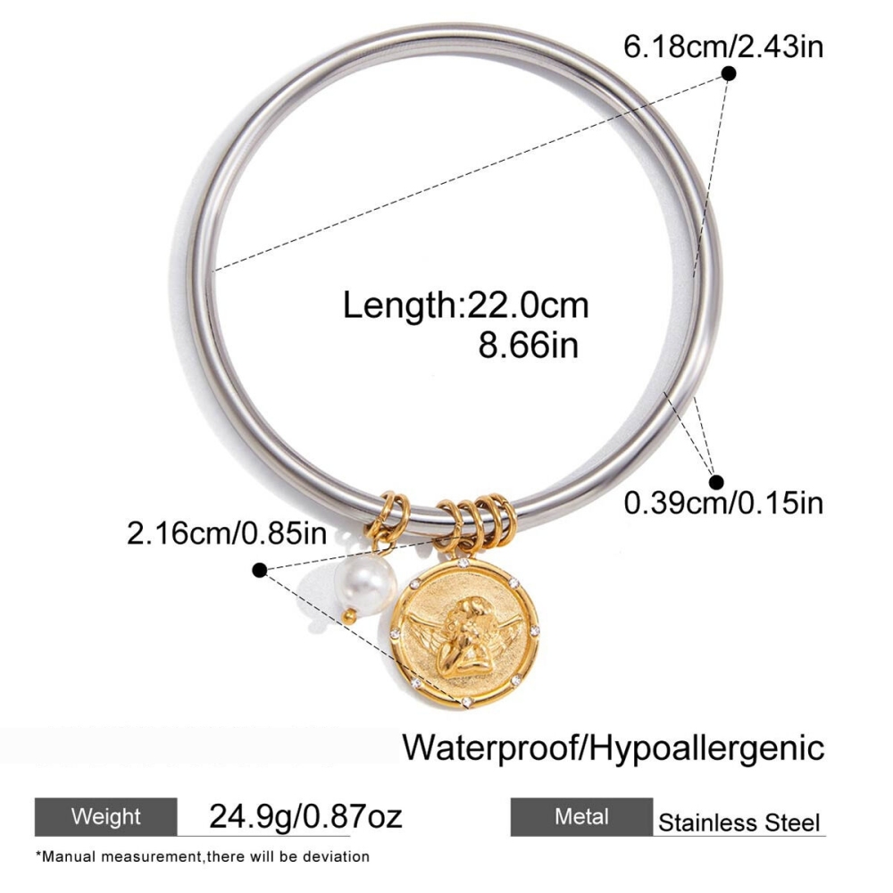 Bracelet À Breloques Pour Femme Dazzling Angel En Acier Inoxydable Étanche Couleur Or (1 Pièce) Image2