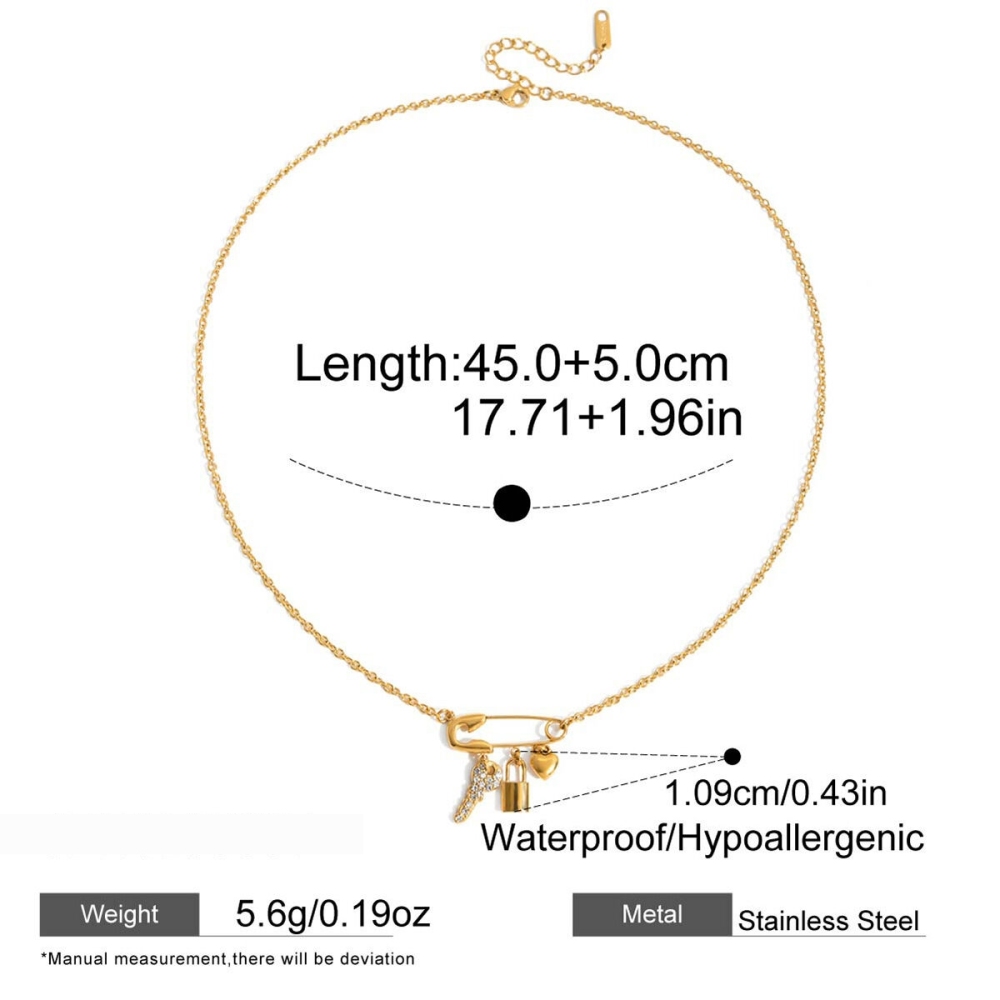 Collier Pendentif Femme En Forme De Trombone Romantique, En Acier Inoxydable Étanche Couleur Or (1 Pièce) Image2