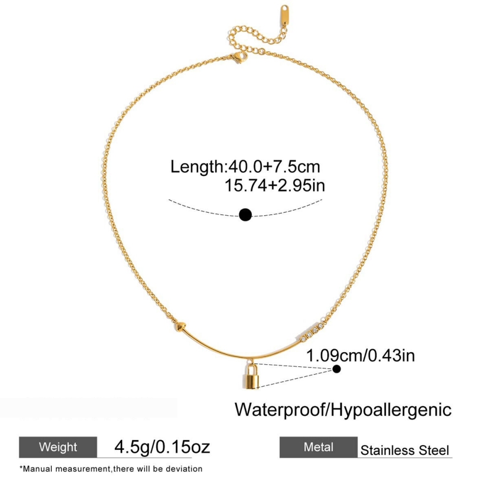 Collier Pendentif Femme Classique En Acier Inoxydable Étanche Couleur Or (1 Pièce) Image2