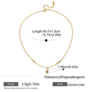 Collier Pendentif Femme Classique En Acier Inoxydable Étanche Couleur Or (1 Pièce) h5 Image2