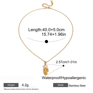 Collier Pendentif Femme Simple En Acier Inoxydable Étanche Couleur Or (1 Pièce) h5 Image2
