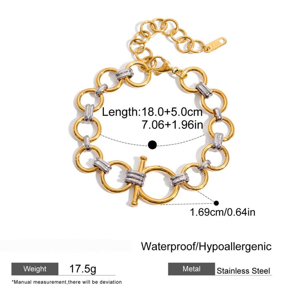 Bracelet Chaîne Étanche Pour Femme, En Acier Inoxydable, Coloris Or Et Argent (1 Pièce). 