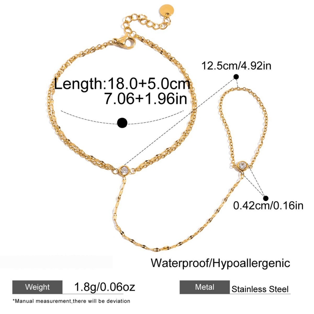 Bracelet À Breloques Pour Femme, En Acier Inoxydable Doré, Orné D'Un Cœur Exquis (1 Pièce). Image2