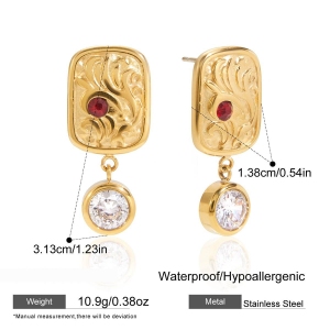 Ensembles De Bijoux Sophistiqués Rectangulaires En Acier Inoxydable Étanche Couleur Or Avec Zircon Pour Femmes h5 