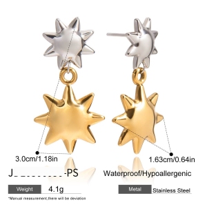 1 Paire De Boucles D'Oreilles Pendantes Classiques Pour Femmes, En Acier Inoxydable Étanche, Couleur Or Et Argent. h5 Image2