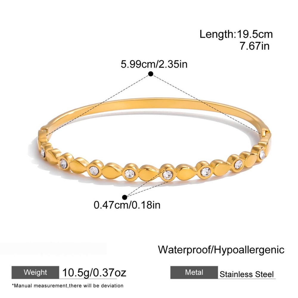 Bracelet Jonc Élégant En Acier Inoxydable, Couleur Or, Avec Pendentif Cœur Et Goutte D'Eau (1 Pièce)
