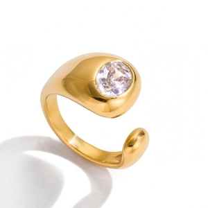 Bague De Luxe En Acier Inoxydable Doré, De Forme Irrégulière Et Étanche, Vendue À L'Unité. h5 