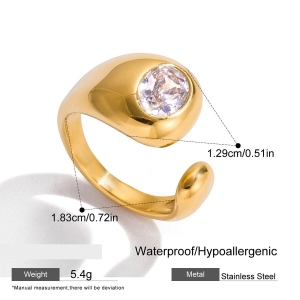 Bague De Luxe En Acier Inoxydable Doré, De Forme Irrégulière Et Étanche, Vendue À L'Unité. h5 Image2