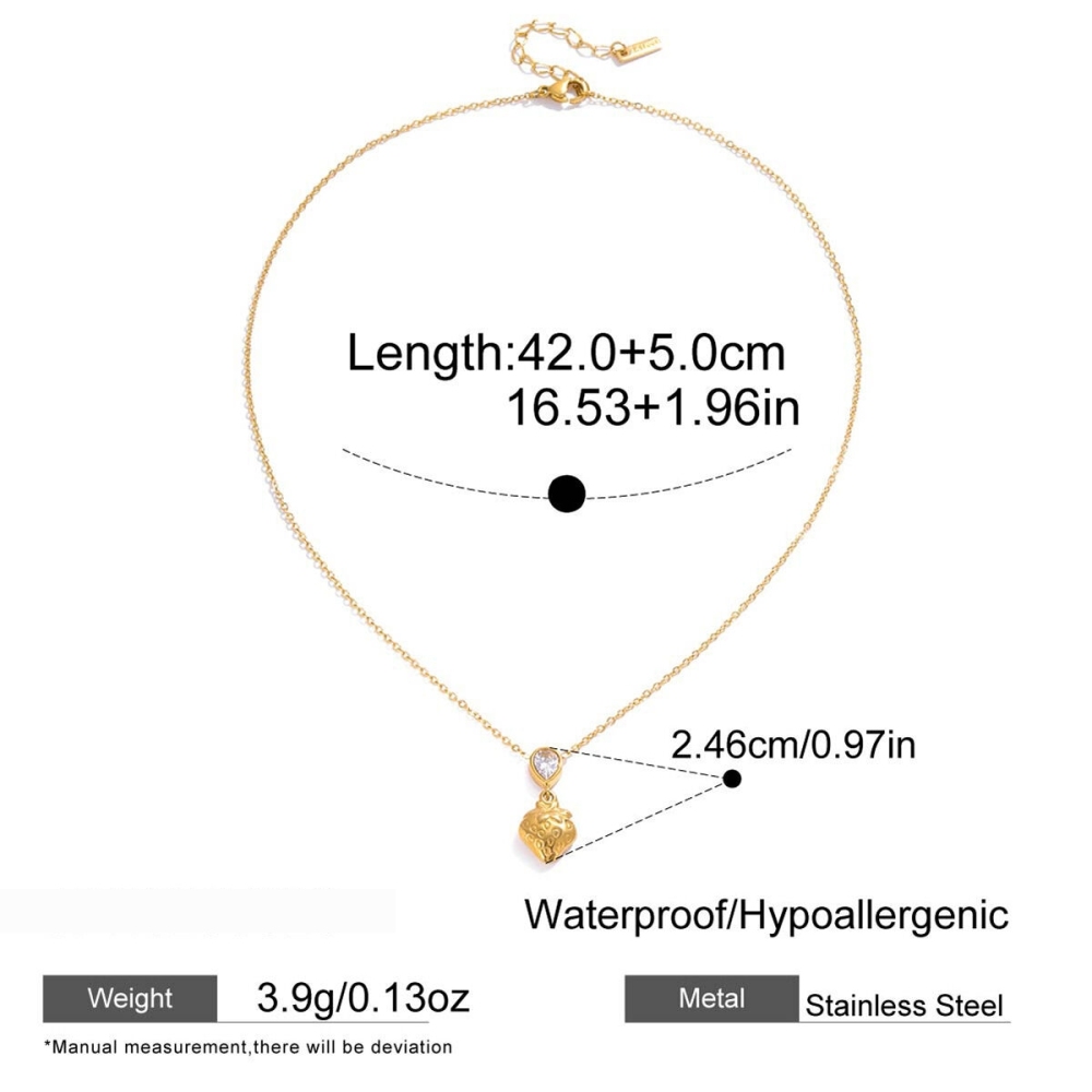 Collier Pendentif Femme « Douce Goutte Fraise » En Acier Inoxydable Étanche Couleur Or (1 Pièce) Image2
