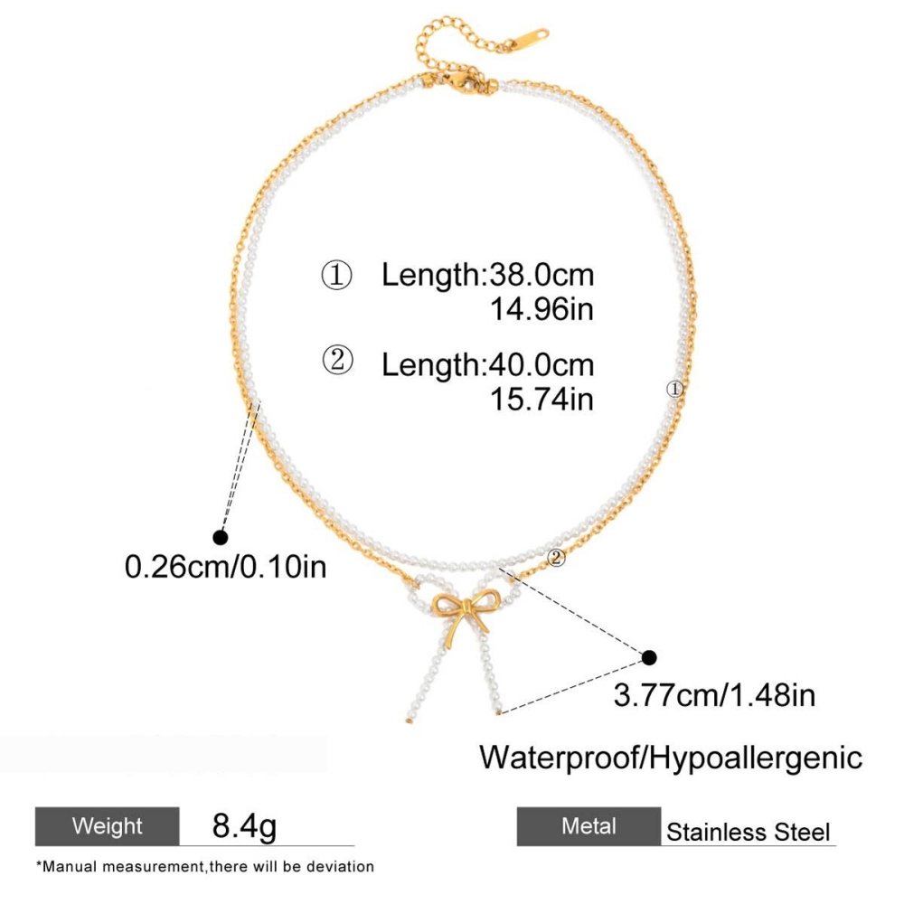 Ensembles De Bijoux Pour Femmes En Acier Inoxydable Imperméable Avec Nœud Papillon, Série Romantique, Couleur Or 