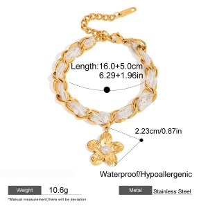 Ensembles De Bijoux Pour Femmes En Acier Inoxydable Imperméable, Couleur Or, Ornés De Dentelle Florale Romantique h5 Image2