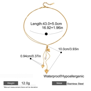 Collier Pendentif Femme En Acier Inoxydable Doré, Orné D'Un Pompon En Forme De Cœur (1 Pièce) h5 Image2