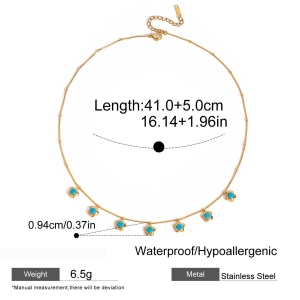 Collier Pendentif Femme En Acier Inoxydable Doré, Orné D'Une Fleur Romantique En Calaïte (1 Pièce) h5 Image2