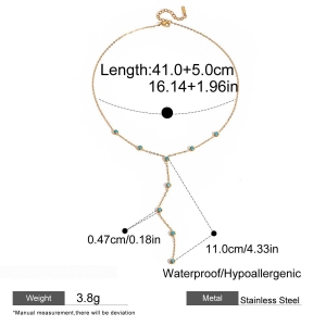Collier Pendentif Minimaliste Rond En Acier Inoxydable, Étanche, Couleur Or, Avec Pierre Naturelle (1 Pièce) h5 Image2