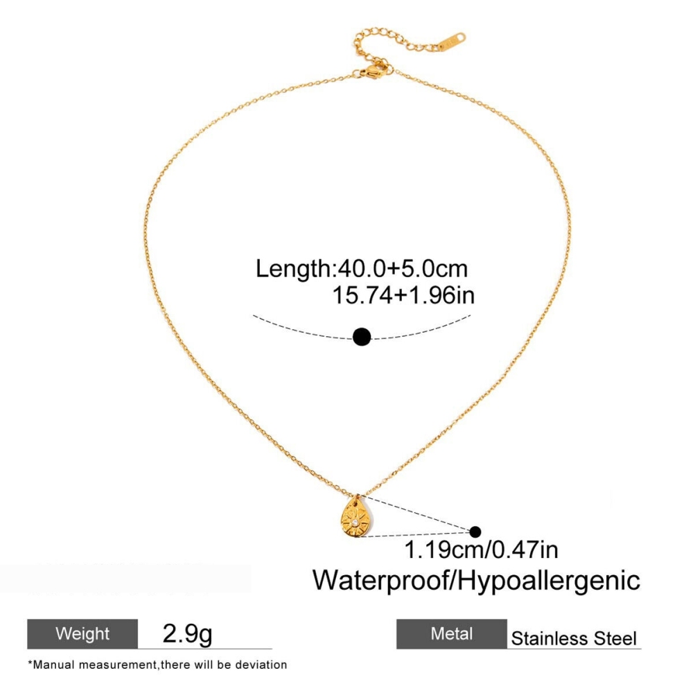 Collier Pendentif Femme Étanche En Acier Inoxydable, Motif Goutte Rétro (1 Pièce) 