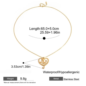 Collier Pendentif Femme En Acier Inoxydable Doré, Étanche, Avec Message Romantique (1 Pièce) h5 Image2