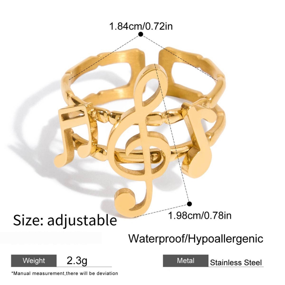 Bague Élégante Et Raffinée En Acier Inoxydable Doré, 1 Pièce, Collection Exquise. h5Image2