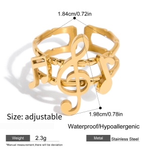 Bague Élégante Et Raffinée En Acier Inoxydable Doré, 1 Pièce, Collection Exquise. h5 Image2