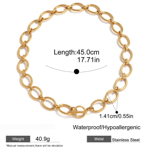 Collier Minimaliste Rond En Acier Inoxydable Étanche Couleur Or Pour Femme (1 Pièce) h5 Image2