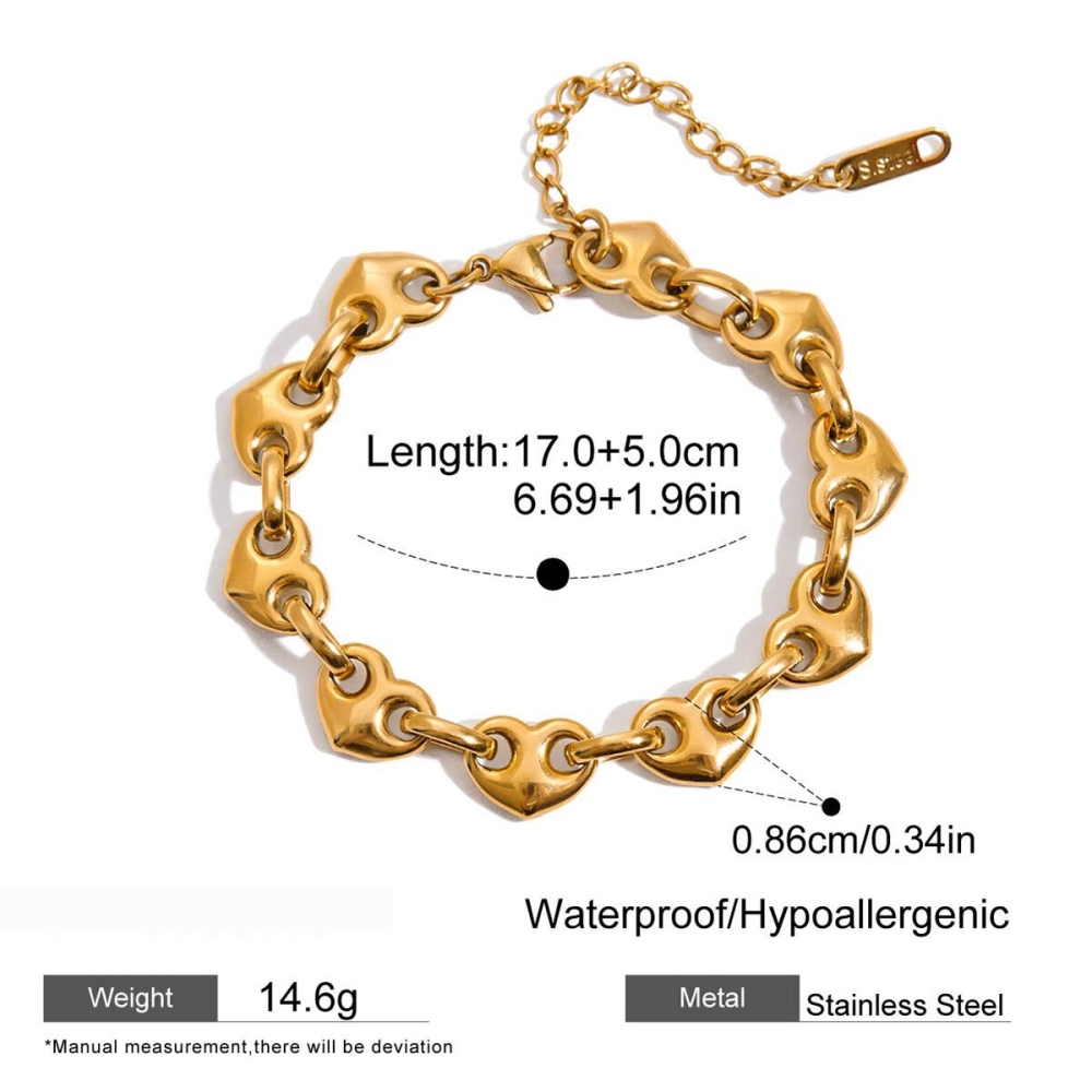 Ensembles De Bijoux Pour Femmes En Acier Inoxydable Doré, En Forme De Cœur, De La Série Romantique Image2