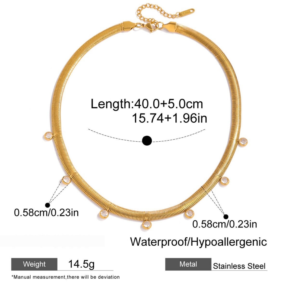 Collier Pendentif Élégant Pour Femme, En Acier Inoxydable Étanche, Couleur Or, Avec 1 Pièce De Finition Élégante Image2